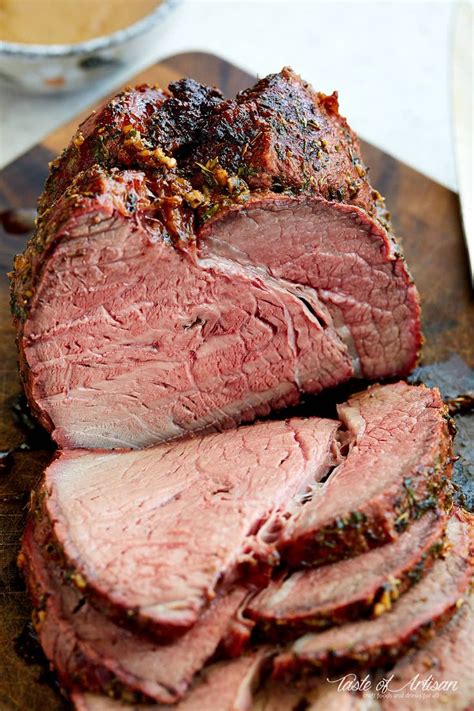 Top Round Roast, cooked low and slow, until perfectly fork-tender. Garlic and herb-crusted, thi ...