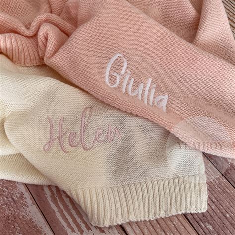 Knit Baby Blanket With Name, Embroidery Gift for Baby Shower,stroller ...