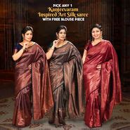 Buy Pick Any 1 Kanjeevaram Inspired Art Silk Saree with Free Blouse ...