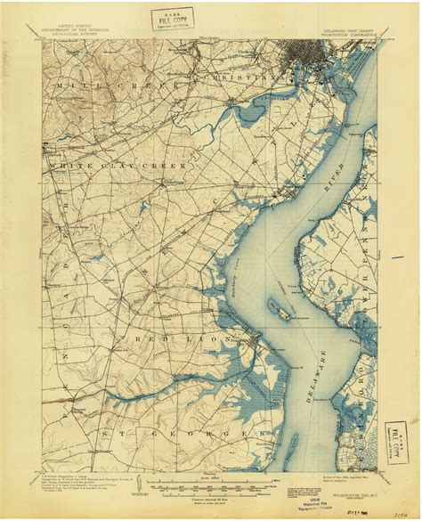 Wilmington, Delaware 1906 (1944) USGS Old Topo Map 15x15 Quad - OLD MAPS