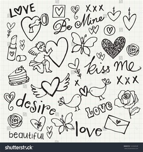 Love Doodle Vector Set Stock-vektorgrafik 122266528 - Shutterstock