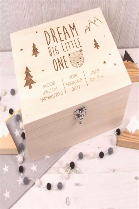 Dream Big Little One Memory Box 3 | Wooden memory box, Baby keepsake box, Baby memory box