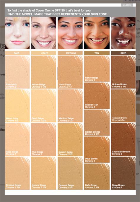 Dermablend Colour Chart