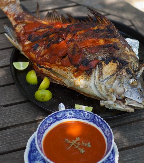 Grilled Black Drum with Red Pepper Sauce Recipe