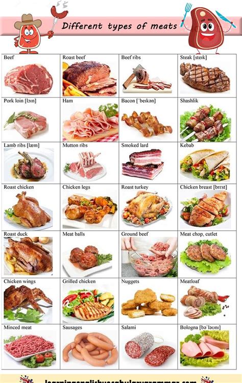 Meat seafood from around the world vocabulary list PDF | English food, Food vocabulary, English ...