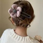 Cute Elegant Hair Clips Women Girls Plush Flower Satin - Temu