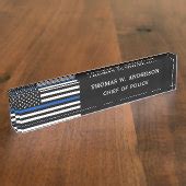 Police Officer Personalized Thin Blue Line Acrylic Desk Name Plate | Zazzle