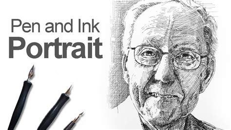Pen and Ink Portrait Time Lapse - YouTube