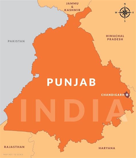 Premium Vector | State of Punjab India with capital city Chandigarh ...