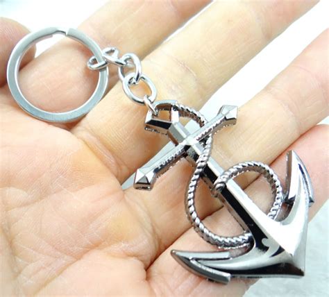 Fashion Creative Key Chain Ring Keyring Silver Anchor Keychain Pendant ...