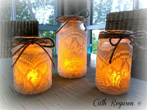 Vintage Lace Tealight Lanterns Made by ME. Card Making Crafts, How To Make Lanterns, Mason Jar ...
