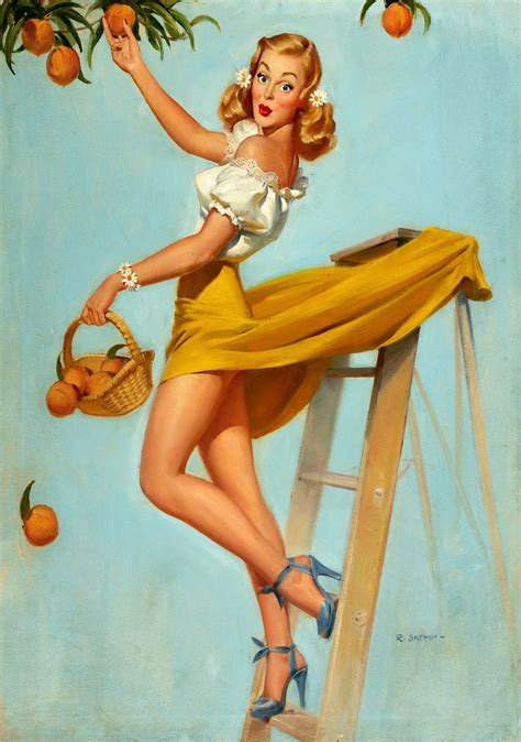 Farm Peaches Pin Up Girl Pop Art Propaganda Retro Vintage Kraft Poster Canvas DIY Wall Sticker ...