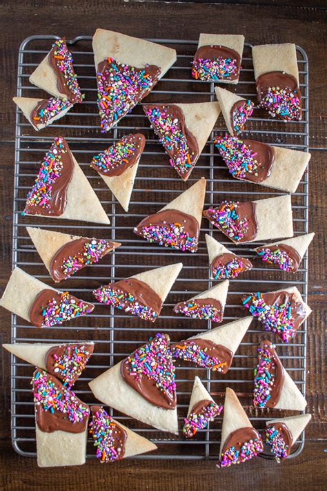 Chocolate Dipped Shortbread Decorated with Sprinkles