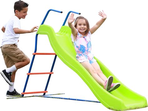 Kids 6ft Outdoor Playground Slide: Freestanding Play Equipment Playset ...