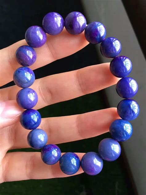 Genuine Natural Blue Sugilite Gemstone Crystal Round Beads Stretch Bracelet 11mm Women South ...