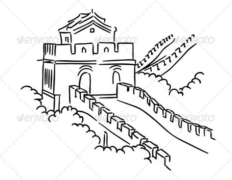 Great Wall in China | Wall drawing, Great wall of china, Easy drawings