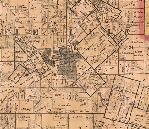 Belleville Illinois 1863 Old Town Map Custom Print Saint | Etsy