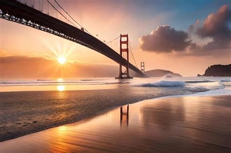 Premium Photo | A sunset over the golden gate bridge