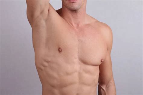 Close up of muscular male torso, chest and armpit hair removal. Male Waxing — Stock Photo ...