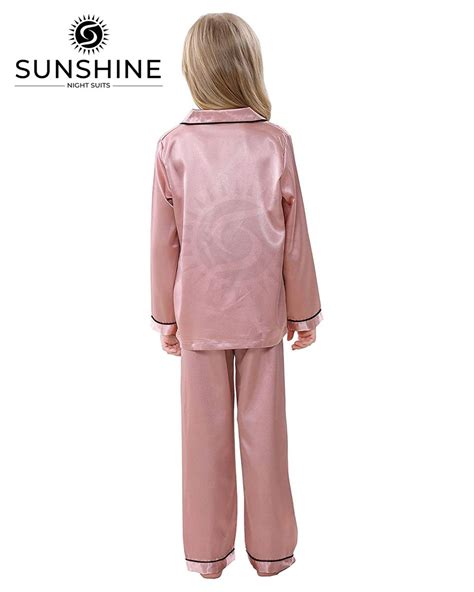 T-Pink Silk Pajamas Set For Girls | Pajamas - Nightwears