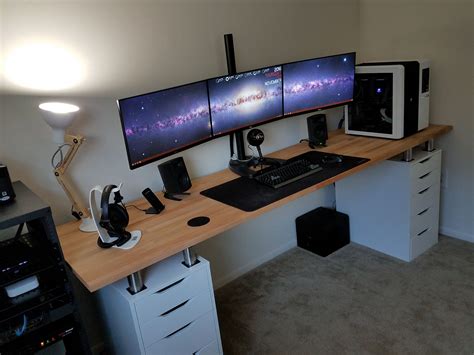 Dual Monitor Computer Desk, Computer Desk Setup, Gaming Room Setup, Gaming Desk, Pc Setup ...