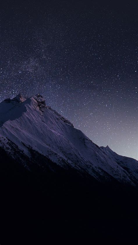 Mountain Night Snow Dark Star iPhone Wallpapers Free Download