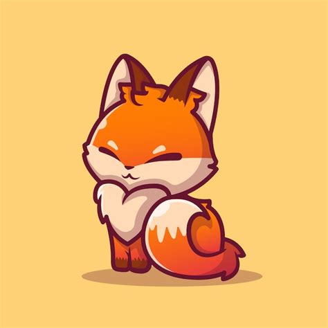 Premium Vector | Cute fox sitting cartoon icon illustration. animal icon concept isolated ...