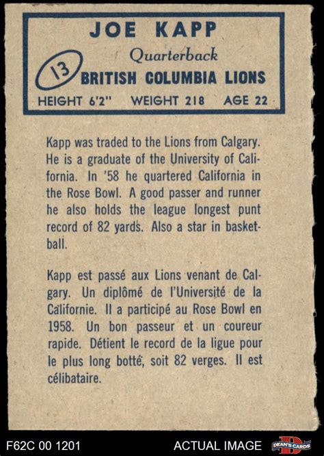 1962 Topps CFL #13 Joe Kapp