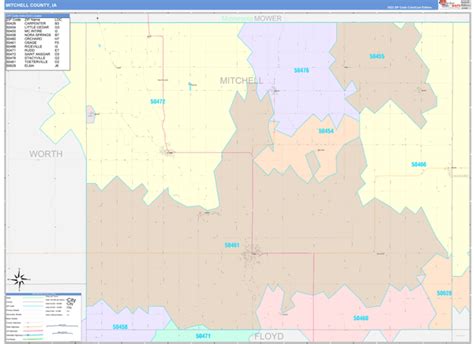 Mitchell County, IA Wall Map Color Cast Style by MarketMAPS - MapSales