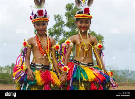 Yapese girls in traditional clothing at Yap Day Festival, Yap Island ...