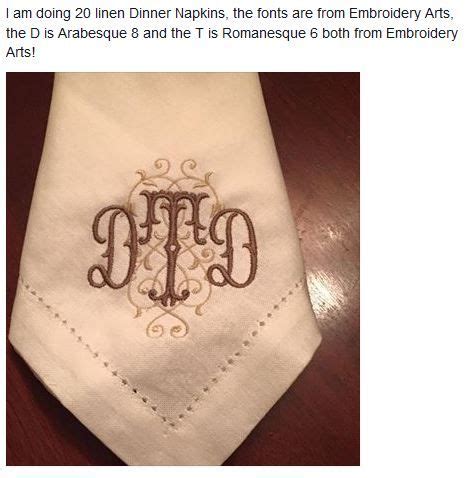 Monogrammed napkins done by a friend on Facebook. So pretty! | Monogrammed napkins, Linen dinner ...