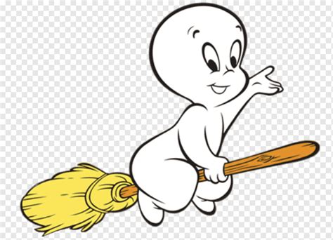 Casper ghost on broom illustration, Casper Ghost Animation Cartoon, broom, hand, vertebrate ...