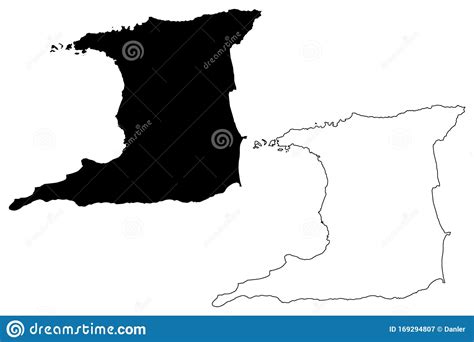 Trinidad Island Republic of Trinidad and Tobago Map Vector Illustration ...