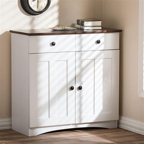 Baxton Studio Lauren Contemporary 30.42 in. H x 31.2 in. W White Wood Kitchen Storage Cabinet ...