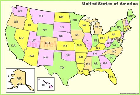 Us Map With State Abbreviations - Printable Map