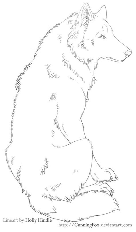 Free Lineart - Sitting chill wolf | Wolf sketch, Animal drawings, Wolf ...