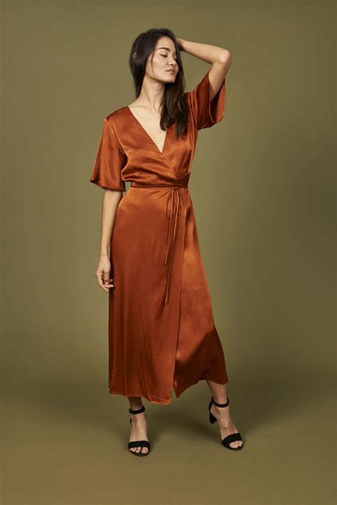 Lola Wrap Dress in Rust · Whimsy & Row ~ Sustainable Clothing & Lifestyle Brand | Rust color ...