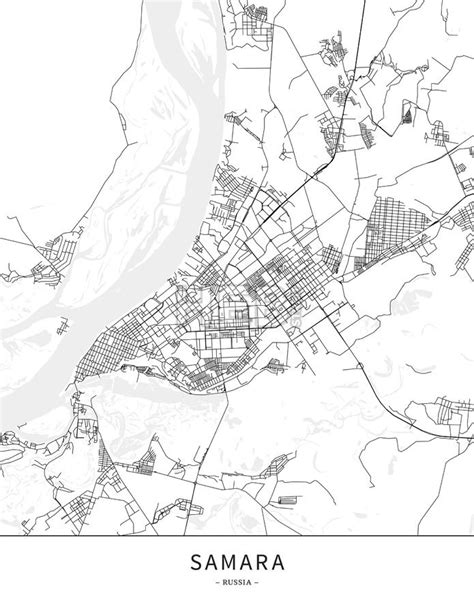 Samara, Russia, Map poster borderless print template - HEBSTREITS | Map ...