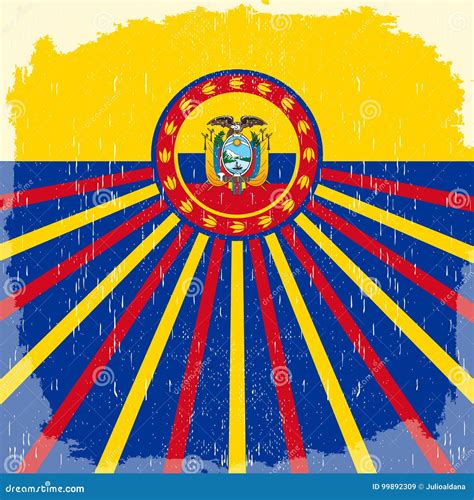 Ecuador Vintage Old Poster with Ecuadorian Flag Colors Stock Vector - Illustration of label ...