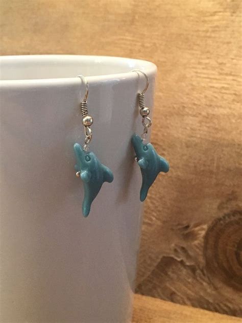 Dolphin Earrings Blue Dolphin Earrings Blue Dolphin Dangle Earrings ...