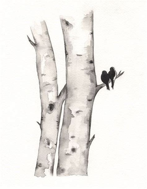 Black And White Birch Tree Painting at PaintingValley.com | Explore collection of Black And ...