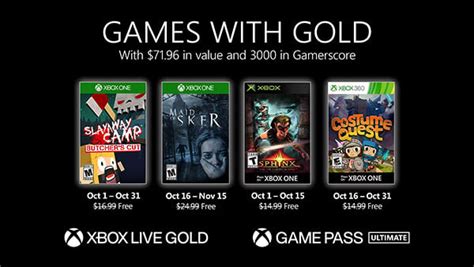 Xbox Live Gold free games for October 2020 announced - Gematsu