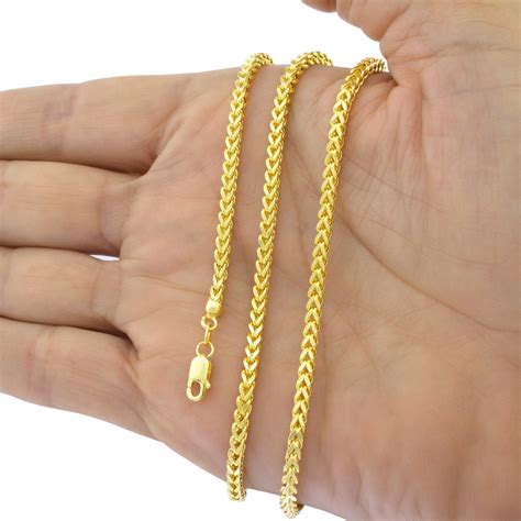 14K Yellow Gold 1.5mm-4mm Square Box Franco Wheat Chain Pendant Necklace 14"-30" | eBay