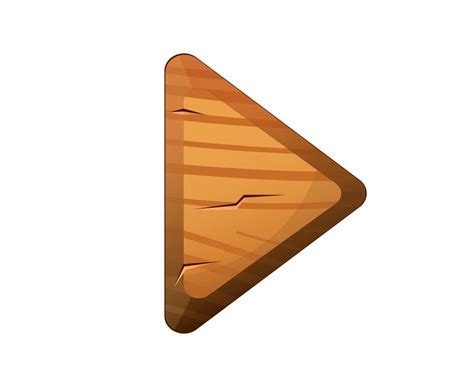 Wooden Play Button for UI Design