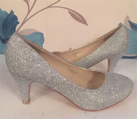 Silver Glitter Heels Silver Bridal Shoes Bridesmaid - Etsy