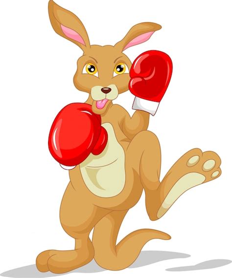 Cartoon Kangaroo With Boxing Gloves : Funny cartoon character kangaroo with smile and sitting on ...