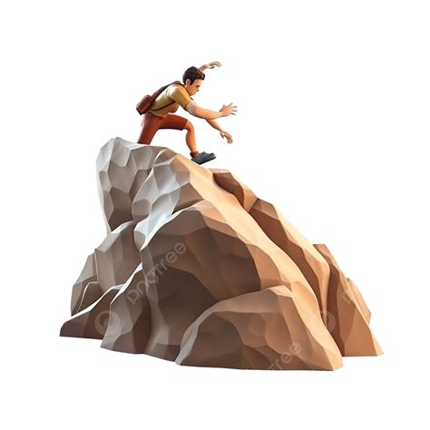 Man Climbing Mountain 3d Character Illustration, 3d, Character, Rendering PNG Transparent Image ...