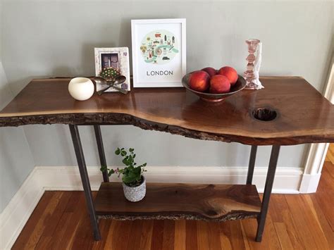 Live Edge Entryway Console Table Black Walnut Hallway Table | Etsy | Entryway table modern, Wood ...