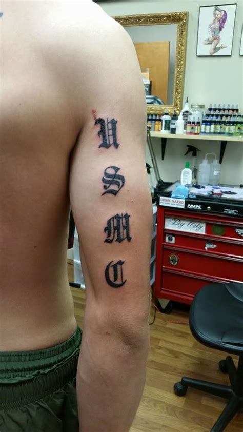 Usmc Lettering Tattoo