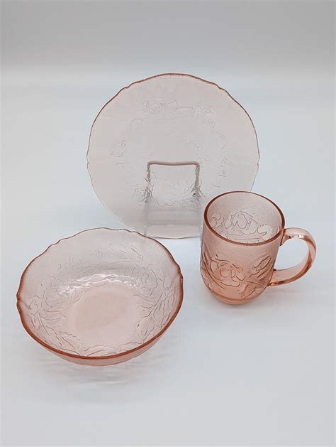 Arcoroc France Pink Rosaline Dishes Vintage Pink Mug Bowl - Etsy